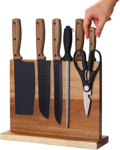 Magnetic Knife Block Holder for Home Kitchen — Strong Enhanced Magnets & Multifunctional Storage Rack